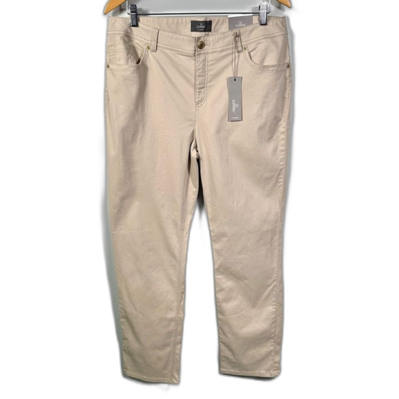 So Slimming By Chico’s New Khaki Slim Leg Pants NWT Size US 12 Coastal Basic - Picture 1 of 16